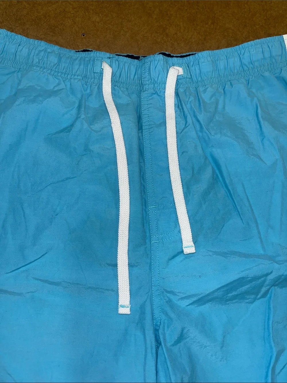 NWT • Hollister Men's Navy Swim Board Shorts with Light Blue Trim • Size Large